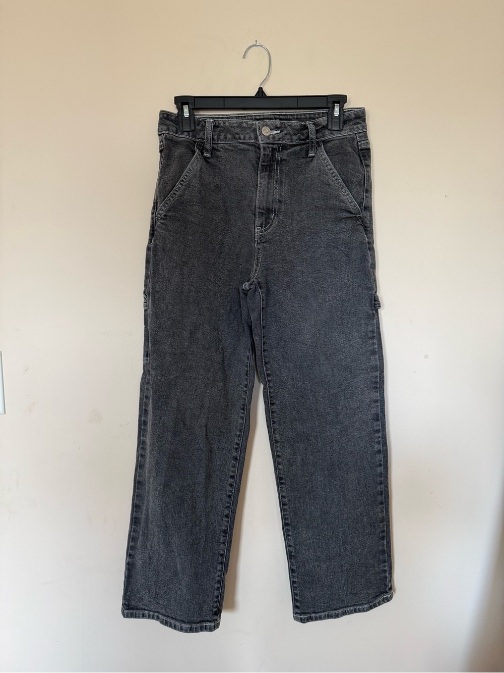 Wild Fable Washed Black Carpenter Jeans Size 4 Wide Leg Utility Y2K